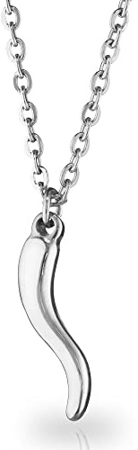 inSCINTILLE Collier Porte-Bonheur Corne en Acier – Corne Italienne Unisexe – Chaîne 45-50cm – Amulette Couleurs et Significations – Coffret Cadeau
