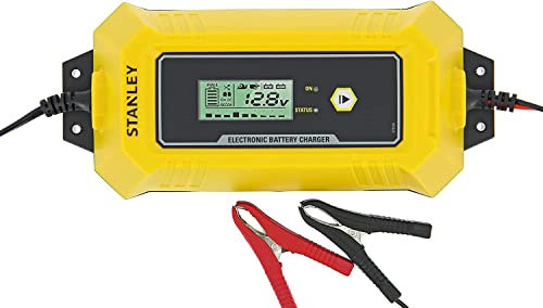 Stanley 201871 Chargeur de Batterie Voiture, Microprocesseur Intelligent, 8A 12V - EU Plug