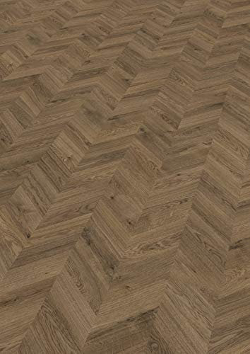 EGGER Home Laminatboden EHL066 Weinburg Eiche braun (8mm, 2,535m²) | authentische Fischgrätoptik | | Einfache Verlegung durch CLIC It! System | Praktisch & wertbeständig
