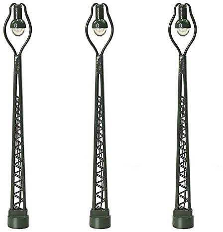 Evemodel Set of 3 Model Track Lights Grid Pole Light Track H0 Light 128 mm Layout Unit Gas Lantern (Track N 76 mm)