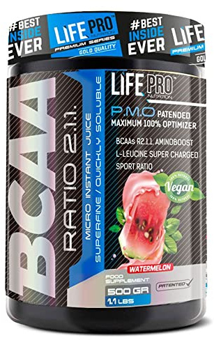 Life Pro BCAA 2.1.1 500g | Aminoácidos Ramificados ratio 2.1.1 | Evita el catabolismo | Mejoran y Aceleran la Recuperación