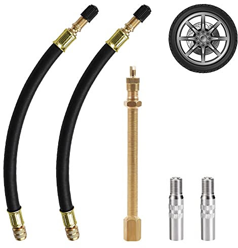 DOUSELLA 5 Stück Auto Reifen Ventilverlängerungen Messing Autoventil Ventilverlängerung Flexible 18cm Gummi Reifen Ventil Kupfer Ventiladapter Reifen Verlängerung Adapter für Auto Motorrad Fahrrad