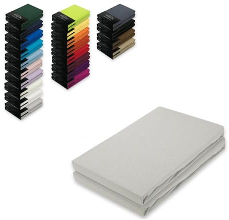 EXKLUSIV HEIMTEXTIL Topper Jersey Spannbettlaken Doppelpack 140x200-160x200 cm Silber