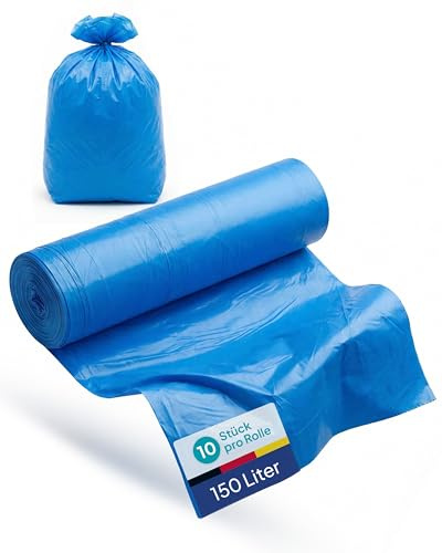 Inoverse 10 sacchi per la spazzatura da 150 litri, resistenti agli strappi, sacchi per la spazzatura, 80 x 120 cm, sacchetti per la spazzatura in LDPE