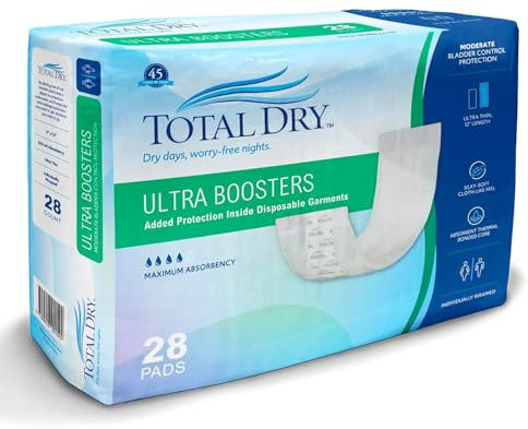 TotalDry Ultra Booster Pads - Incontinence Booster Pads for Women & Men - Super Absorbent in Thin Package