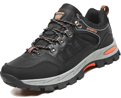 VTASQ Scarpe da Trekking Uomo Scarpe Montagna Antiscivolo Scarpe Escursionismo Ammortizzate Traspiranti Uomo Scarpe Ginnastica Camminata Stringate Nero 44EU