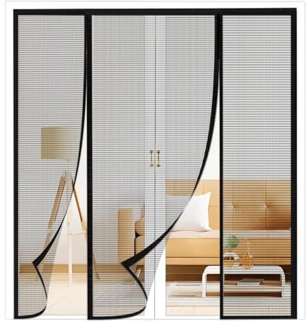 Fly Screen Door Insect Protection Door Insect Protection Roller Blind 90x260cm with Sewn-in Weights, Black