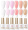 Born Pretty U V Nagellack Milky Jelly Nude Pink für French Nails Set - Gel Nagellack Kristall Transparent U V Lack Maniküre und Nagelkunst DIY zu Hause 6PCS