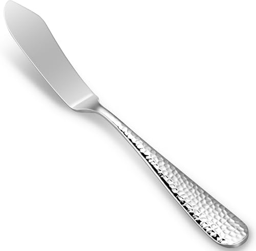 KEAWELL Premium Louise 4-Piece 7-Inch Hammered Butter Knife Set (Hammered)