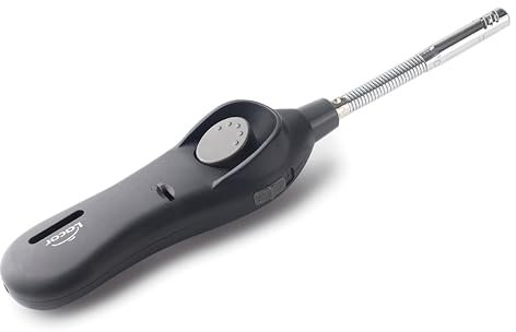 Lacor - 68966 - Encendedor de Gas Flex, Encendedor Barbacoa, Cocina de Gas, Chimeneas, Regulador de Llama, Recargable, Flexible, Bloqueo de Seguridad, Protector Anti Viento, Altura 23.5 cm