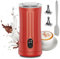 Ovetedot Espumador de Leche Eléctrico 4 en 1, Automática caliente y fría Espumador de leche y Calentador de Leche para Café Latte, Capuchino, Chocolate, 240ml 400W (Rojo)