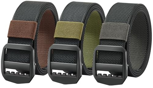 Ginwee 3-Packs Tactical Convertible TDU Belt, Military Style Heavy Duty Nylon Webbing Waist Belt, Breathable, Fade-and Fray-Resistant
