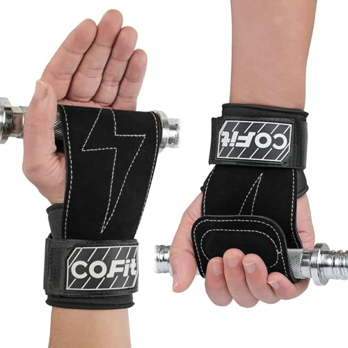 COFIT Cinghie da Polso per Sollevamento Pesi, Fascette da Polso per Allenamento, Straps Palestra, Fascette Sollevamento Pesi, Presa Migliorata per Una Protezione di Mano e Polso - Taglia Piccola Nero