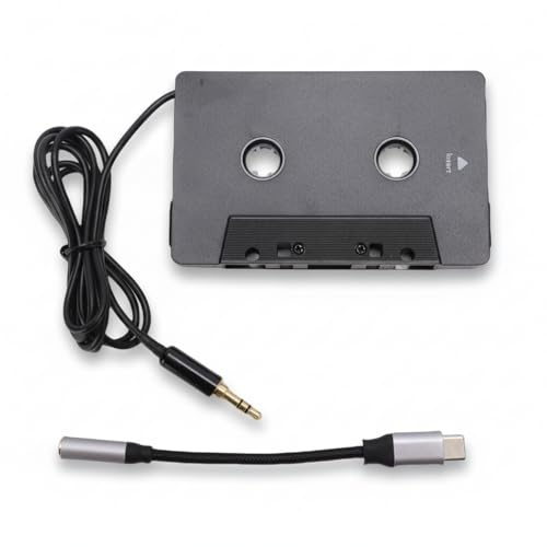 Sxhlseller Bilkassett Till AUX-adapter, Bilstereo AUX-kassettadapter, Typ C-kabel för Telefon MP3, TPE 3,3 Fot Sladd för Smartphone MP3 Till Vintage Stereo