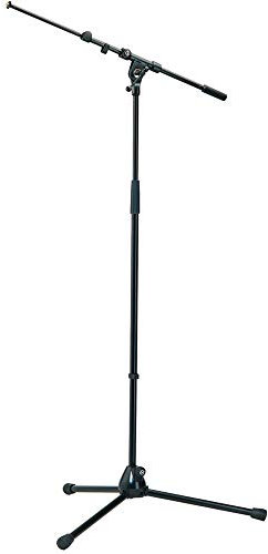 K&M König & Meyer 21090.500.55 Tripod Microphone Stand | Adjustable Telescoping 2-Piece Boom Arm | Professional Grade | Heavy Duty with Folding Leg Base | German Made Black