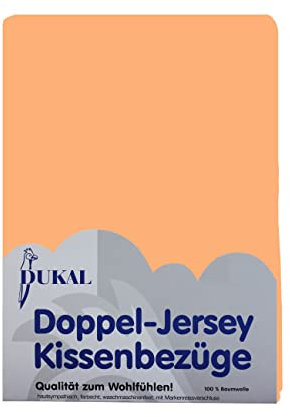 Dukal | Kissenbezug 80 x 80 cm | aus hochwertigem DOPPEL-Jersey | 100% Baumwolle | Farbe: apricot