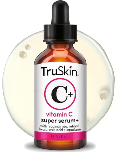 TruSkin Vitamin C Super Serum for Face - Five Skin Benefits in One Serum with Vitamin C, Retinol, Niacinamide, Hyaluronic Acid & Squalane - Brighten, Firm & Smooth the Look of Skin - 1 fl oz