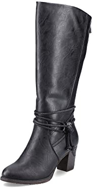 Rieker Donna Stivali 96059, Signora Stivali Classici,Stivali,Stivali a Gambale Lunga,Tacco Alto,Sexy,Femminile,Nero (Schwarz / 00),38 EU / 5 UK