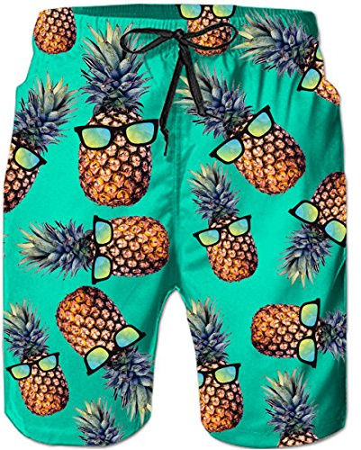 TUONROAD Badehose für Herren 3D Druck Ananas Badeshorts Sommer Schnelltrocknend Boardshorts Schwimmhose mit Kordelzug M