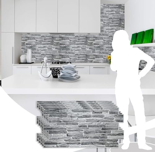 Dundee Deco PG7013-5 Dunkelgrauer Kunstschiefer PVC 3D Wandpaneel 98 cm x 50 cm Innengestaltung Wandverkleidung Dekor 5,61 m² je 0,49 m²