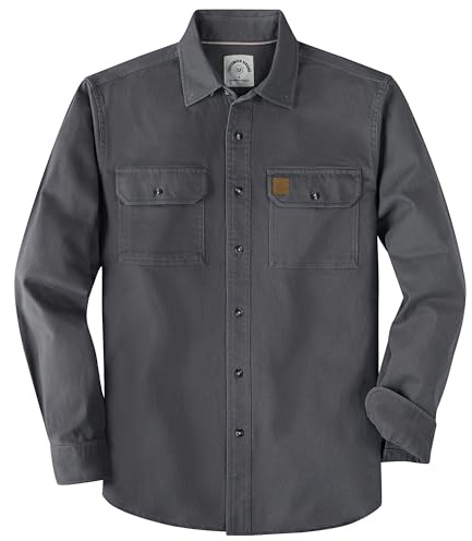 Dubinik® Camisa de Trabajo para Hombre Camisas con Bolsillos Camisa Trabajo Hombre Manga Larga Casual Botones Algodón Camisa
