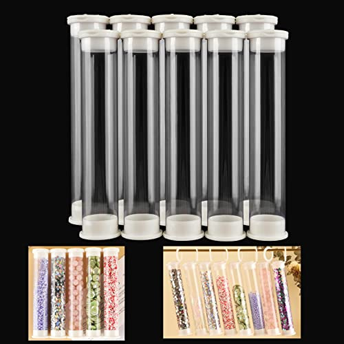 10Pcs Large Clear Plastic Empty Tubes Storage Transparent Plastic Test Tube Container Both Ends with Lid Tubes Bead Container Set forDIY Craft Supply Storage Candy Storage（5 x1inch）