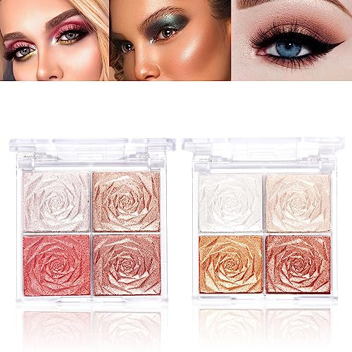 Auflösung Highlighter Blush Makeup Palette, 8 Farben Make-up Rouge Palette, Puder Konturen Kit, Gesichtspalette, Hochpigmentiertes Highlighter Puder mit Ultra Schimmernden Finish, 2 Stück