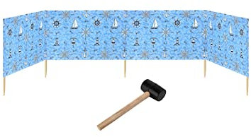 Garronda Strand Windschutz Sichtschutz 5m lang Plus Gummihammer GAEX001 (Marine-64, 5 m)