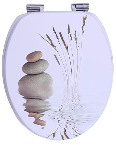 Yelcona WC Sitz mit Absenkautomatik mit Motiv, Klobrille mit hohem Sitzkomfort, WC Deckel mit robustem und stabilem Holzkern, hochwertiger Toilettendeckel aus Holz (Balance)