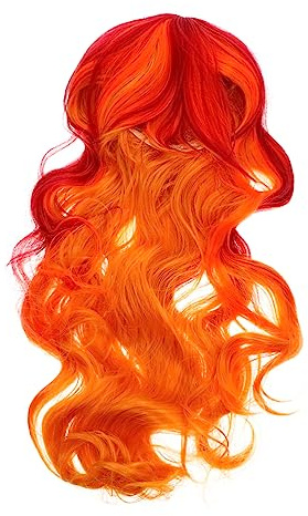 LALAFINA Peluca Trenzada Gran Pelo Ondulado Largo y Rizado Peluca Fiesta Cosplay Mujer Peluca Halloween Para Mujer Peluca Naranja Ondulada Alambre Alta Temperatura Rulos Las Mujeres Ola
