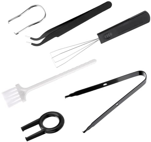 TIESOME Kit di 6 Strumenti per la Rimozione dei Copritasti, Set di Estrattori per Tastiera, Strumenti per la Pulizia della Tastiera, Pinzette, Tappi per Chiavi