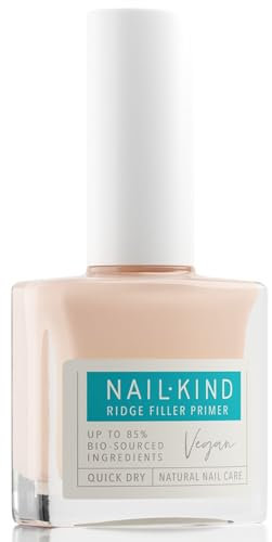 NAILKIND Nail Ridge Filler Primer & Treatment - Vegan Natural Nail Polish with Satin Finish - Covers Imperfections, Conditions Nails - With Vitamin E - For Fresh, Youthful Nails - 8ml