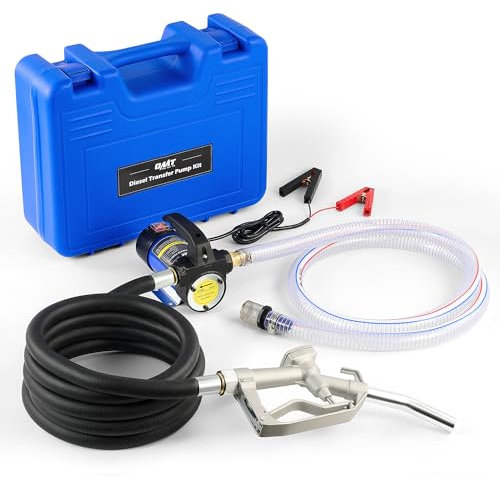 Orion Motor Tech Diesel Transfer Pump Kit, 12V Fuel Transfer Pump Kit with Nozzle & Hoses, Electric Fuel Pump for Transformer Machine Oil with Carry Case, Automotive Self Priming Oil Extractor