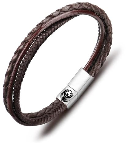 Handmade Lederarmband Herren Armband Herren Männer Leder mit Edelstahl Magnetverschluss Geflochten Armband für Männer und Idee Geschenke