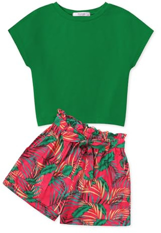 Arshiner Niñas Ropa Conjuntos Niños Verano Camiseta y Pantalones Cortos Conjuntos Moda Ocio dos Piezas para Niñas 13-14 años
