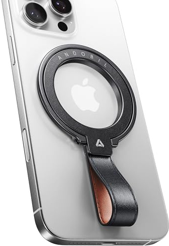 andobil 2026 Premium Leather Magnetic Phone Grip Holder for MagSafe, Stable