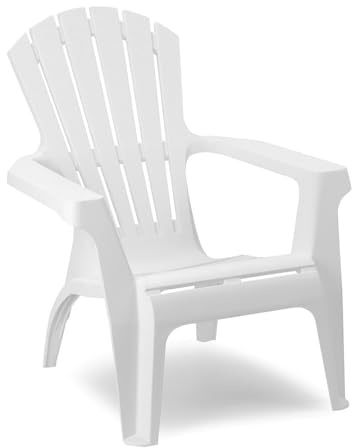 Sedia da Giardino Dolomiti con braccioli, Poltrona Impilabile in Plastica per Esterno, Disponibile in 5 Colori (Bianco)