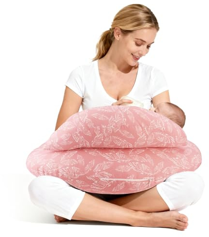 Zolirao Cuscino per allattamento e allattamento con cinghia regolabile, cuscino ergonomico di supporto per la maternità, cuscino per allattamento sicuro e confortevole, per mamma e bambino, rosa