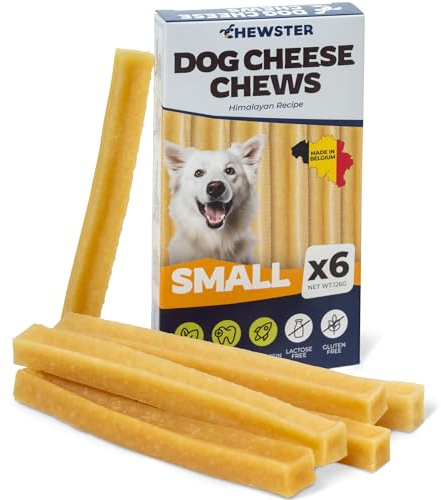 CHEWSTER Dog snacks - Cheese bones chews for dogs - Long-lasting treats made with natural milk – Natural chewing cheese (126 g, Set of 6, S)