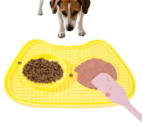 Mangeoire lente pour chats, petite ventouse interactive anti-étouffement, tapis à lécher – Tapis à lécher distributeur de friandises, casse-croûte, pour yaourt, canettes, collations, aliments humides