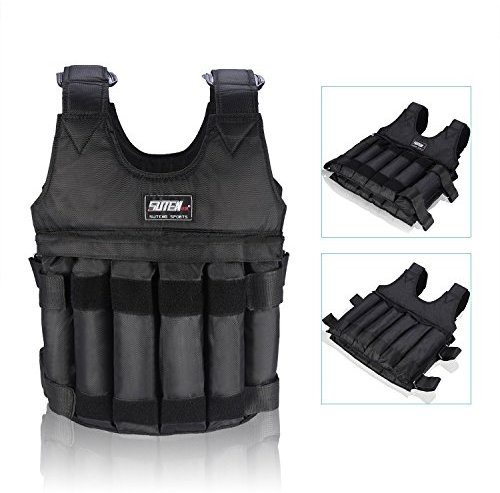 Fdit 50Kg Chaleco De Peso Ajustable Ponderado Entrenamiento Ejercicio Deportes Boxeo Fitness Aire Libre (Chaleco vacío sin placa de acero)