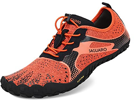 SAGUARO Barfußschuhe Herren Barfuss Schuhe Damen Sommer Barefoot Shoes Leicht Atmungsaktive Barfussschuhe Outdoor Zehenschuhe für Männer Frauen, Orange, 39 EU