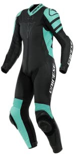 Dainese Killalane 1-Teiler Perforierte Damen Motorrad Lederkombi (Black/Green,44)