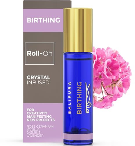 BALIPURA - Birthing Crystal Aura Roll On - Natürliches Heilöl - Mondstein, Amethyst Edelsteine & Kristalle - Ätherische Ölmischungen - 8 ml