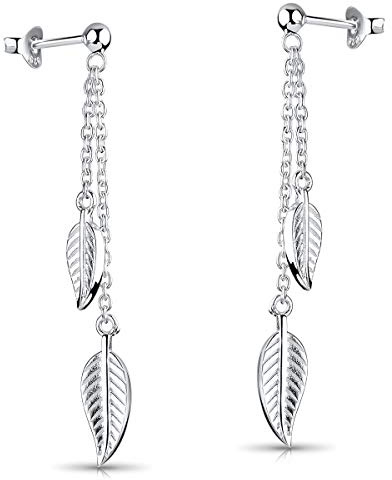 Materia Blatt Ohrringe Silber 925 Stecker hängend - lange Ohrstecker Blätter Natur Damen Schmuck in Etui SO-42