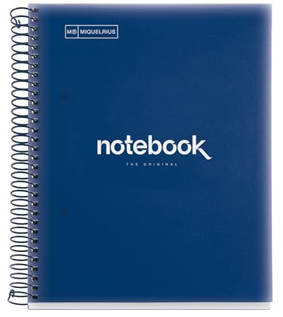 Miquelrius - Cuaderno A5 Cuadriculado, 120 Hojas, 5 Colores, Azul Marino