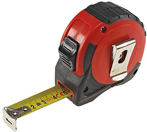 Mètre ruban métallique 5 m avec enrouleur et clip ceinture