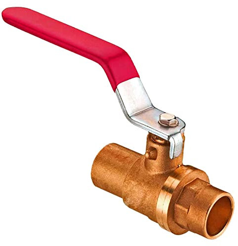 MegaHaustechnik Löt Fitting Kugelhahn Messing für Kupfer Rohr Außendurchmesser 18mm i-i 2 Muffen zum Löten mit Hebelgriff Rot Trinkwasser geeignet Absperr Kugel Ventil Hahn Wasser Heizung Sanitär