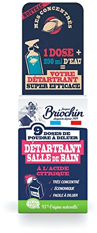 JACQUES BRIOCHIN - Détartrant salle de bain en dose - Super Efficace - Très concentré - Economique - Facile à diluer - 93% d'origine naturelle - - Fabriqué en France - x9 doses