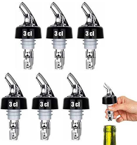 Queerelele 6 stycken 3 cl flaskhällpip doseringshjälp flaska hällpip shot pourers dispenser, snap dispenser, shot dispenser, snapsdispenser, portionskopa för vin cocktail Home bar drycker vin